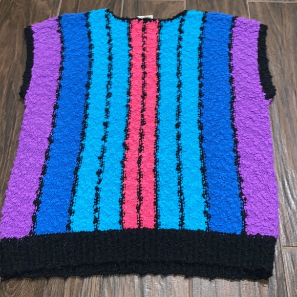 Vintage Colter Bay International striped sleeveless fuzzy vest - Picture 2 of 8